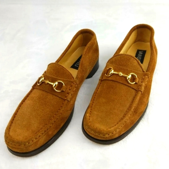 Vtg Gucci Like Van Eli Frolicca Horse Bits Brown Suede Loafers Sz 9M EUC - Picture 3 of 14